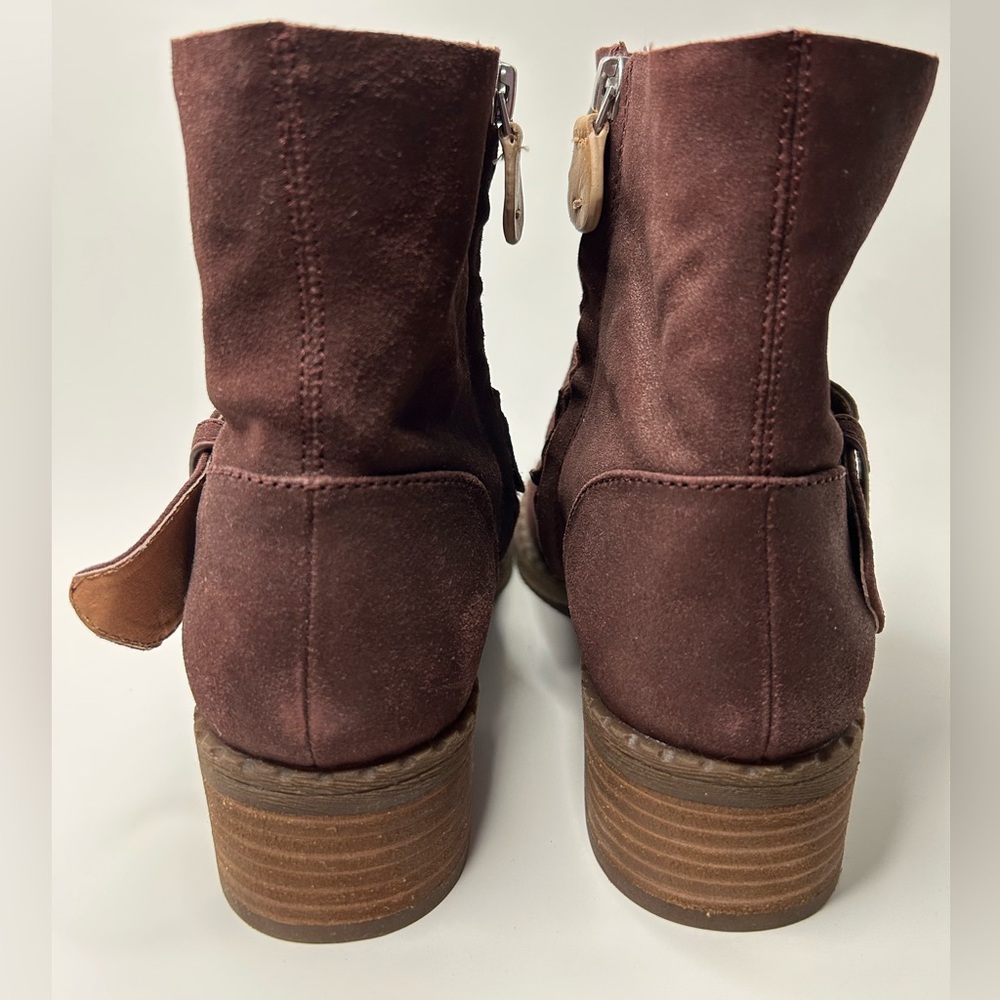 Kenneth Cole Gentle Souls Leather Moto Plumberrt Metallic Casual Bootie Size 7.5 - Picture 13 of 14